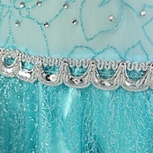 ieftine Rochii tematice cu basme-Copii Fete Rochie de petrecere Floare Manșon Lung Performanță Zi de Naștere Paiete Frumoasa Costum Cosplay Poliester Maxi Rochie de petrecere Rochie din Tul Vară 4 ani + Bleumarin Albastru Deschis