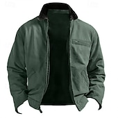 economico Giubbotti e cappotti da uomo-Per uomo Giacca Leggera Giacca Estiva Giacca utility Giacca Cargo Vacanza Quotidiano Resistente all&#039;usura Tasca Primavera &amp; Autunno Semplice Moda Classico Bavero Regolare Rosa Verde Cachi Grigio