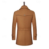 billiga Trenchcoat för män-Herr Vindtät jacka Yllekappa Trenchcoat Dagligen Semester Höst vinter Ylle Håller värmen Vindtät Ytterkläder Kläder Mode Klassisk Slät Ficka Kavajslag Enkelknäppt