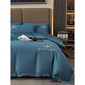 economico Collezione d&#039;elite-Set copripiumino da 4 pezzi, 100% cotone biologico, tessuto morbido e traspirante, include copripiumino e federe per un sonno confortevole.