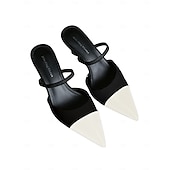 olcso Női papucsok és klumpák-női fekete és arany hegyes orrú sarkú öszvérek - elegáns bebújós cipő formális és alkalmi alkalmakra