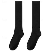 abordables calcetines caseros-Calcetines de pantorrilla de otoño e invierno ligeramente comprimidos, estilo de mujer, medias negras cálidas que combinan con todo, calcetines hasta la rodilla de otoño