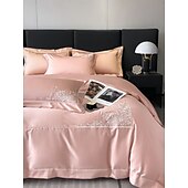 economico Collezione d&#039;elite-Set copripiumino da 4 pezzi, 100% cotone biologico, tessuto morbido e traspirante, include copripiumino e federe per un sonno confortevole.