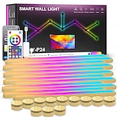 abordables Luces inteligentes-Aplique de pared LED inteligente con conexión USB, RGB, wifi, Tuya, colorido, conectable por Bluetooth, para juegos de deportes electrónicos y decoración de pared LED, 6/9/12 paquetes
