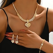voordelige Sieradensets-Bruidssieradensets 3 Gesimuleerde diamant 1 Ketting 1 Armband Oorbellen Dames Klassiek Zoet Schattig Klassiek Hart Liefde Sieraden set Voor Bruiloft Halloween Lahja