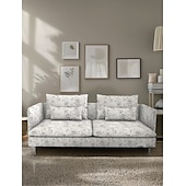 baratos Cobertura de Sofa-Capas de Sofá 100% Algodão Floral Com Estofamento 3 Lugares Com Braços