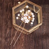 preiswerte Blumenmädchenkopfbedeckung-Kopfschmuck Strass Aleación Hochzeit Cocktail Elegant Vintage Einfach Mit Kunstperlen Blumig Kopfschmuck Kopfbedeckung