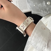 זול להקות Apple Watch-סולו לופ מותאם ל רצועת השעון של Apple Watch 38 מ&quot;מ 40 מ&quot;מ 41 מ&quot;מ 42 מ&quot;מ 44 מ&quot;מ 45 מ&quot;מ 49 מ&quot;מ בלינג יהלום סוגר מתכת מתכוונן סגסוגת רצועת שעון חלופית ל iwatch Ultra 2 Series 9 8 7 SE 6 5 4 3 2 1