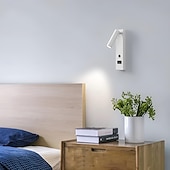 cheap Indoor Wall Lights-LED Wall Sconce with USB Charging Port Wall Mounted Reading Lamp Bedside Button Switch Wall Lighting Indoor Wall Lights
