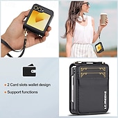 baratos Capa Samsung-telefone Capinha Para Samsung Galaxy Z Flip 7 Z Virar 6 Z Flip 5 Z Flip 4 Z Flip 3 Capa traseira com cordão com pulseira Slot para cartão TPU Metal Couro PU