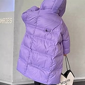 baratos Casaco de penas e parka para meninas-Infantil Para Meninas Plumagem Côr Sólida Moda Bolsos Escola Casaco agasalhos 4-12 anos Outono Preto