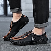 cheap Men&#039;s Slip-ons &amp; Loafers-Men&#039;s Green Casual Faux Leather Loafers with Brown Accents and Hand-Stitched Detailing – Lightweight Slip-On Moccasin Shoes for Outdoor and Everyday Wear