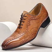 economico Scarpe Eleganti Classiche-scarpe oxford da uomo in pelle di vacchetta di prima qualità – scarpe eleganti brogue con lacci e motivo floreale intagliato a mano per occasioni formali