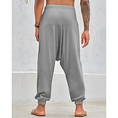 preiswerte Heim-Herren Baumwollhosen Hose Hosen Sommerhosen Strandhose Haremshose Tasche Kordelzug Elastische Taille Glatt Komfort Atmungsaktiv Täglich Festtage Urlaub Hawaiianisch Boho Armeegrün Weiß