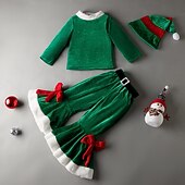 2 Stück kinderkleidung Mädchen Weihnachten Farbblock Weihnachtssets einstellen Langarm Modisch Leistung 4 Jahre + Herbst Rote Grün preiswerte Weihnachtssets für Kinder-2 Stück kinderkleidung Mädchen Weihnachten Farbblock Weihnachtssets einstellen Langarm Modisch Leistung 4 Jahre + Herbst Rote Grün