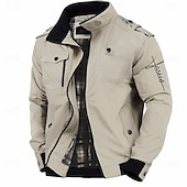 baratos jaquetas e casacos gráficos masculinos-Homens Gráfico Com letras estampadas Jesus Jaqueta Bomber Blusão Casaco Tático Térmico / Quente Confortável Casual Esportes Acampar e Caminhar Bolsos laterais Zip Frente Outono Inverno Colarinho