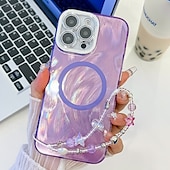 cheap iPhone Cases-Phone Case For iPhone 16 Pro Max Plus iPhone 16 Pro Max iPhone 15 iPhone 15 Pro Max iPhone 14 Pro Max iPhone 13 Pro Max Back Cover Magnetic Support Wireless Charging with Wrist Strap Retro Plating