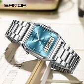 cheap Digital Watches-SANDA Men Digital Watch Fashion Casual Wristwatch Stopwatch Alarm Clock Date Week Waterproof Steel Watch