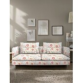 baratos Cobertura de Sofa-Capas de Sofá 100% Algodão Floral Com Estofamento 3 Lugares Com Braços