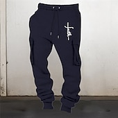 abordables Pantalones de deporte-Hombre Pantalones de Deporte Persona que practica jogging Pantalones Pantalones deportivos tipo cargo Cintura elástica Multi bolsillo Puño elástico Estampados Cruz Listo para vestir Exterior Diario