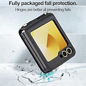 baratos Capa Samsung-telefone Capinha Para Samsung Galaxy Z Flip 7 Z Virar 6 Z Flip 5 Z Flip 4 Z Flip 3 Capa traseira com cordão com pulseira Slot para cartão TPU Metal Couro PU