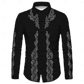 preiswerte Westernhemden für Herren-Herren Blumen Hemd Westernhemd Cowboy-Shirt Langarm Lässig Täglich Herbst Winter Umlegekragen Druck Button-Down Weiß Gelb Blau Grün Grau