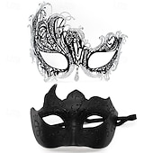 Roman Couples Mask Venetian Mask Adults Women's Metal Finish Sexy Costume Party Masquerade Halloween Carnival Mardi Gras Easy Carnival Costume 12