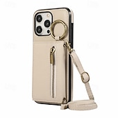 お買い得  iPhone用ケース-電話 ケース 用途 iPhone 16 Pro Max プラス iPhone 15 プロマックスプラス iPhone 14 13 12 11 Pro Max Plus Mini SE バックカバー スタンド付き バンカーリング ジッパ－ レトロ風 TPU PUレザー