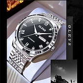 halpa Mekaaniset kellot-Uusi Olevs Olevs Brändi Muotitrendi Miesten Teräshihna Kello Kalenteriviikkonäyttö Valoisa Yksinkertainen Automaattinen Mekaaninen Kello Rentoa Vedenkestävä Urheilu Miesten Rannekello