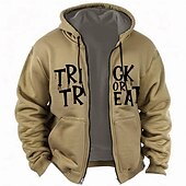 Men's Spooky Halloween Trick or Treat Graphic Full Zip Hoodie 12