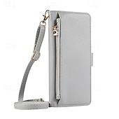 abordables Coques autres téléphones-téléphone Coque Pour Pixel 9 Pro Pixel 9 Pro XL Pixel 8 Pro Pixel 8 Pixel 7 Pixel 7 Pro Pixel 6 Pixel 6 Pro Coque Arriere Avec Support fermeture Éclair avec lanière Rétro TPU faux cuir