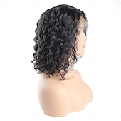 abordables Perruques à dentelle frontale-Perruque naturelle ondulée profonde en cheveux brésiliens avec dentelle frontale 13x4, partie libre, densité 150%, avec cheveux de bébé et ligne de cheveux naturelle