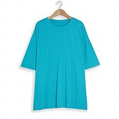 levne jednoduché tričko-dámské oblečení basic oversized trička s kulatým výstřihem jednobarevná nová barva rukáv s volným ramenem kulatý výstřih top s krátkým rukávem