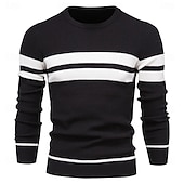 voordelige pullover voor heren-nieuwe herfsttrui herentrui o-hals patchwork lange mouw warme slanke truien heren casual mode trui herenkleding
