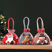 Недорогие Коллекционные фигурки-подарочные пакеты для конфет на Рождество, тканевые пакеты для конфет, яблок, подарков на вечеринку, декор рождественской елки, многоразовые и долговечные, небольшие подарочные пакеты для