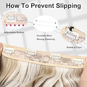 cheap Clip in Extensions-Invisible Wire Hair Extensions  Secret Hair Extensions with Adjustable 4 Clips Soft Transparent Lace Natural Long Wavy Hair Extensions for Women