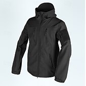 preiswerte Herrenjacken &amp; Herrenmäntel-Herren Soft Shell Jacke Hoodie Jacke Wanderjacke Taktische Jacke Täglich Urlaub Windundurchlässig warm halten Tasche Herbst Winter Glatt Modisch Klassisch Mit Kapuze Standard Kamel Schwarz Khaki