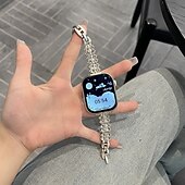 baratos Pulseiras de Apple Watch-Pulseira de joias Compatível com Pulseira Apple Watch 38mm 40mm 41mm 42mm 44mm 45mm 49mm Bling Diamond Ajustável Respirável Lega pulseira de substituição para iwatch Ultra 2 Series 9 8 7 SE 6 5 4 3 2