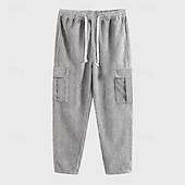 お買い得  スウェットパンツ-男性用 スウェットパンツ コーデュロイパンツ ズボン カーゴスウェットパンツ ポケット ドローストリング 弾性ウエスト 平織り 履き心地よい スポーツ・アウトドア 日常 ファッション カジュアル アーミーグリーン ブラック マイクロエラスティック