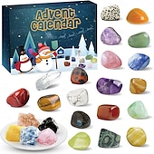 ieftine rechizite de petrecere-1 bucată calendar de advent cu pietre prețioase de Crăciun, 24 de pietre prețioase de cristal naturale, pietre prețioase de deschis în fiecare zi pentru colecția de învățare, calendar de advent de