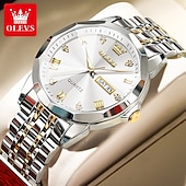 Недорогие Кварцевые часы-OLEVS Мужские кварцевые часы Минималистичные модные бизнес-наручные часы с подсветкой календарем датой неделя водонепроницаемые стальные часы