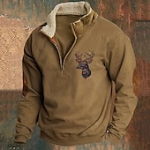 economico Felpe di base-Per uomo Felpa Felpa con cerniera a un quarto Nero Blu marino Cachi Grigio mezza cerniera Liscio Sportivo Giornaliero Per eventi Streetwear Fantastico Retrò Inverno Primavera &amp; Autunno Abbigliamento