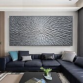 voordelige Schilderijen van bloemen/planten-getextureerde zilveren abstracte schilderkunst handgemaakte getextureerde bloem olieverfschilderij op canvas groot pattle mes olieverfschilderij wandkunst abstracte minimalistische kunst schilderij