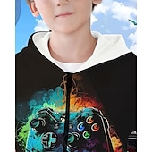 billiga Pojkens 3D Sporter &amp; Spel-Pojkar 3D Grafisk Spel Huvtröja Kappa Ytterkläder Långärmad Vår Höst Mode Streetwear Barn 4-12 år Huva Utomhus Ledigt Dagligen Normal