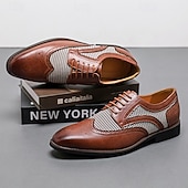 Недорогие Броги-мужские коричневые оксфорды из искусственной кожи с узором «гусиная лапка» и деталями в стиле «брог» — классические туфли для деловых встреч и свадеб