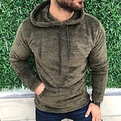 voordelige fleece sweatshirts-Voor heren Trui met capuchon Fleece hoodie Zwart Wit Leger Groen Khaki Grijs Capuchon Effen Zak Sport &amp; Outdoor Dagelijks Feestdagen Streetwear Basic Casual Herfst winter Kleding Hoodies Sweatshirts