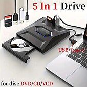 Недорогие Компьютер и офис-внешний привод компакт-дисков и DVD-дисков USB 3.0/type-c с разъемом SD/TF и USB 3.0, оптический привод DVD-RW, устройство для записи и чтения компакт-дисков, ноутбук, проигрыватель VCD