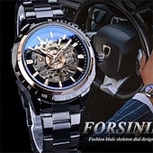 halpa Mekaaniset kellot-FORSINING Miesten Mekaaninen Kello Iso Ace Urheilu Liiketoiminta Rannekello Ontto Rakenne Automaattinen Itsevetävä Valoisa Vedenkestävä Ruostumatonta Teräsketju Kello