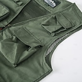 お買い得  メンズグラフィックジャケット＆コート-男性用 ベスト チョッキ ジレ フィッシングベスト ハイキング ベスト スポーツ・アウトドア フィッシング 写真撮影 キャンピング＆ハイキング カジュアル 秋 冬 メッシュ サイドポケット 速乾性 二重構造 ポリエステル ミリタリー 実践的 取り外し可能 グラフィック イーグル ノーカラー レギュラー カーキ色 アーミーグリーン ベスト