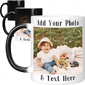cheap Personalized Gifts-Personalized Magic Mug Customized Photo Christmas Gift Mug Heat Reveal Sensitive Mug Color Changing Ceramic Mug Xmas Cup Coffee Mug with Image Logo Text Gifts for Anniversary Birthday Christmas